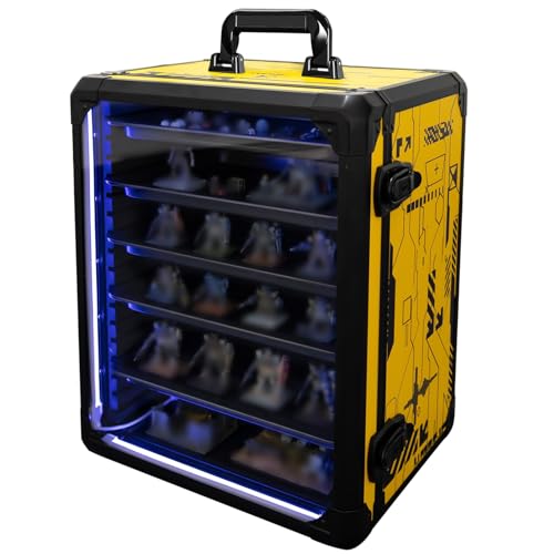Miniatures Display Transport Case Miniatures Storage Carrying Case with Locks and Trays (Yellow)