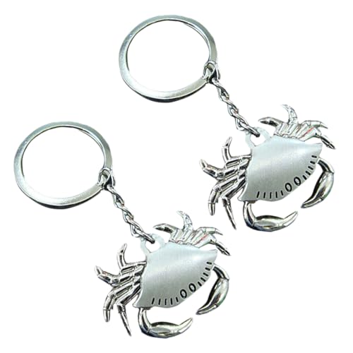 Uonlytech 2 piezas Llavero de Metal con Diseño de Cangrejo de Anillos Resistentes de Aleación de Zinc Colgante Elegante y Duradero para Llaves y Bolsas