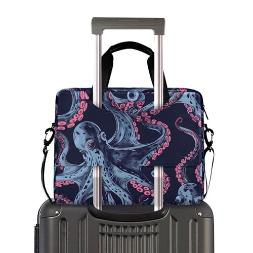 Funda maletín portátil con diseño pulpo rosa 13-15.6" miniatura 3