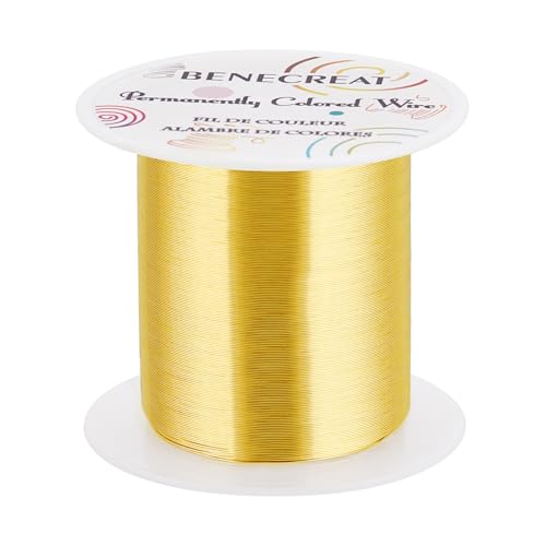 BENECREAT 28 Gauge 164 Yards Jewelry Beading Wire Light Gold Tarnish Resistant Copper Wire for Beading Wrapping and Other Jewelry Craft Making
