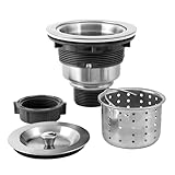 LQS Kitchen Sink Drain Assembly, Kitchen Sink Strainer with Deep Removable Waste Basket, Stainless Steel Sink Basket Strainer with Drain Assembly for 3-1/2-inch Sink Opening Size (Brushed Nickel)
