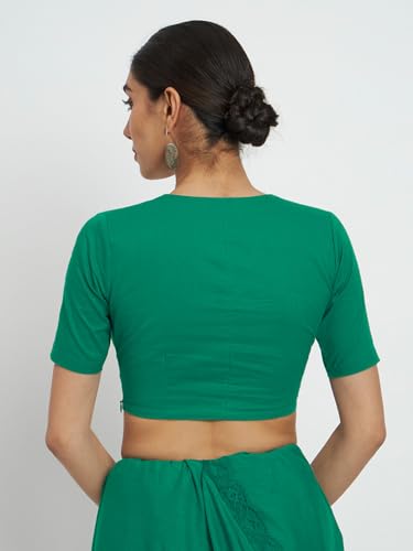 Image of Thevasa Women's Everyday Divine Depth V Neck Half Sleeves Blouse