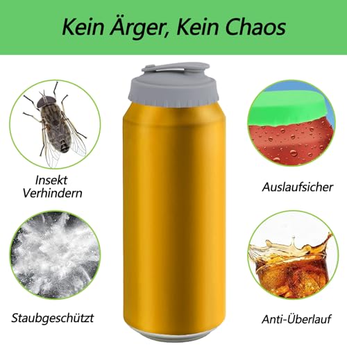 Catelves Getränkedosen Deckel mit Mund, 4 Stück Getränkedosen Verschluss, Dosenverschluss Getränkedosen, Dosendeckel Getränkedose Tragbare, Wiederverwendbares Deckel für Dosen Bier/Cola/Sprudel(Grau)