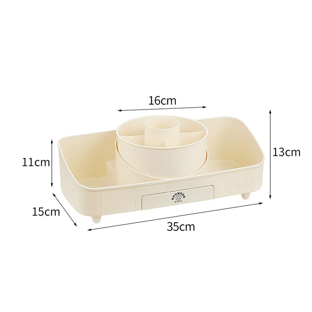 360° Drehbarer Make Up Organizer Set mit Kosmetik Organizer Lidschatten und Lippenstift Organizer, Kosmetik Aufbewahrung, Kosmetikorganiser für Schminktisch, Schlafzimmer, Badezimmer,Flesh