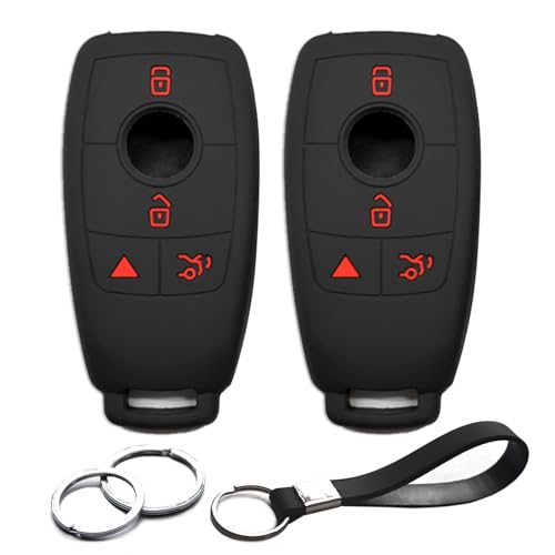 INFIPAR 2pcs Compatible with Mercedes Benz A C E S CLA CLS GLA GLB GLC GLE GLS G Glass Key Fob Cover Case Key Chain Protector Keyless Remote Holder