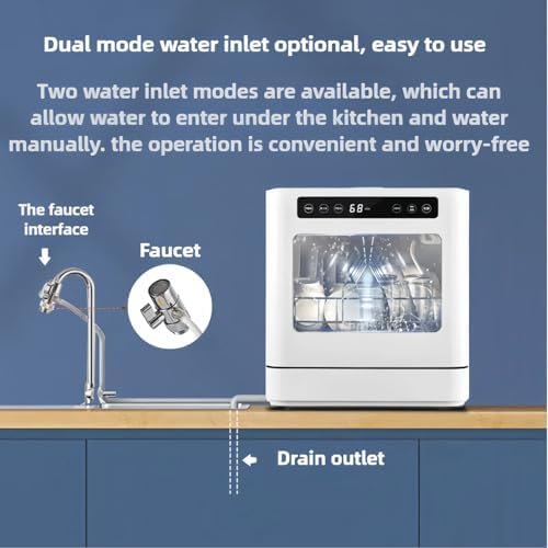 Dishwasher Tabletop Dishwasher Portable Small Fully Automatic Cleaning 4 Cleaning Modes Ample Capacity Versatile Washing Programs