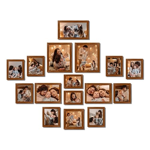 Image of Art Street Modern Wall Collage Photo Frame, Individual Picture Frame Set For Living Room, Decorative Wall Hanging Home Decor-Set Of 16 (4x6, 5x5, 5x7, 6x8, 6x10, 8x10 Inch, Brown)