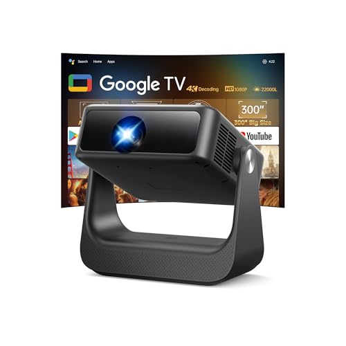 【Buit-in Google TV & Voice Control】Smart Projector with WiFi 6 and Bluetooth, 4K Support Movie...