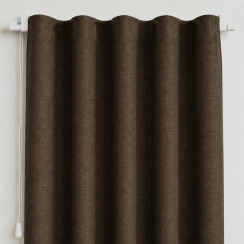 Image of FRESH FROM LOOM Jute Light Block 10 ft Curtain | 10 ft Door Non-Ring Curtains | S-Wave Pleat | | Non-Ring Curtains | S-Wave Pleat | Door parda | Parde (Size - 10ft, Coffee, 2pc)