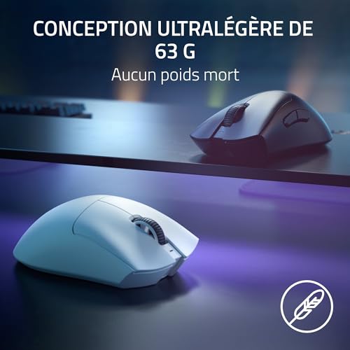 Razer DeathAdder V3 Pro Esports Ergonomique Sans Fil Légère Design léger 63g Capteur Optique Focus Pro 30K Commutateurs de Gen 3 Sans Fil HyperSpeed - vue 5
