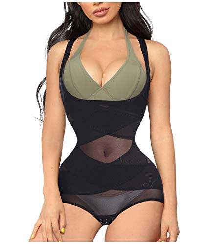 Gotoly Women Waist Trainer Bodysuit Full Body Shaper Vest Tummy Control Slim Corset Shapewear Tank Tops (Black, Medium)