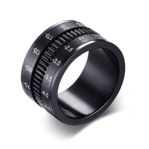 P.BLAKE Black Spinner Fidget Ring for Men Boys Cool Biker Relief Anxiety Stainless Steel Ring, Size 10 P.BLAKE Black Spinner Fidget Ring for Men Boys Cool Biker Relief Anxiety Stainless Steel Ring, Size 10