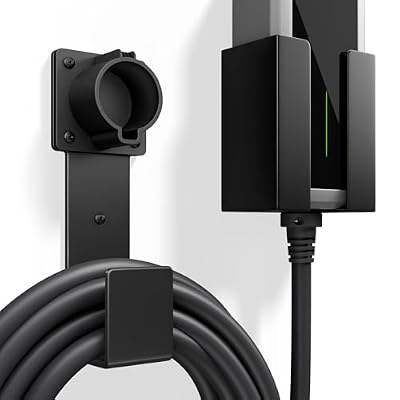 EV Charger Holder Wall Mount – J1772 Cable Organizer & Nozzle Holster with Storage Box for Electric Vehicle Charging