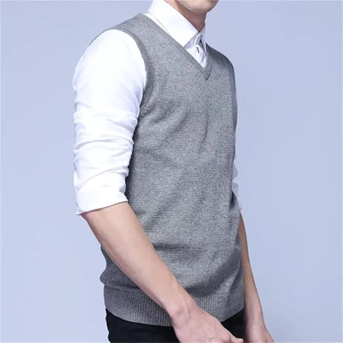Mnjyihy Men Sleeveless Business Sweater Vest Lightweight V-Neck Cotton Knitted Pullover Vest2