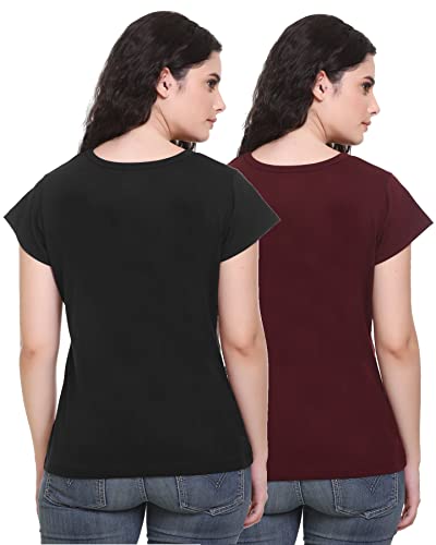Image of GODFREY Women Round Neck Half Sleeve Cotton T Shirts