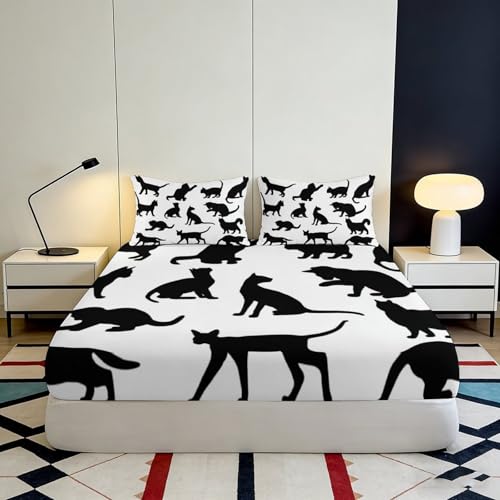 Linge de lit chat drap-housse microfibre 200x200 tout enveloppant