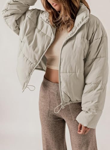 Dokotoo Womens Winter Quilted Jackets Long Sleeve Full Zip Puffer Jacket Coats with Pockets - Image 6