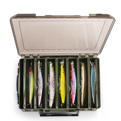 image for Noamus 3 Pack Double Sided Fishing Lure Boxes, 14 Compartments Fishing