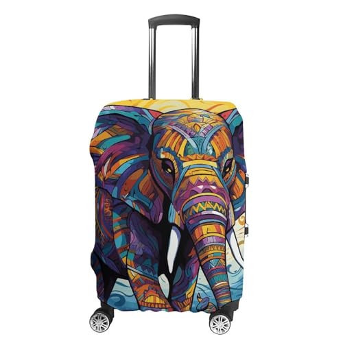 Colorful Elephant Printed Luggage Cover Protector, Fits 18-32 Inch Luggage