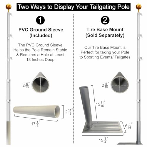 College Flags & Banners Co. TEL20FP 20 Feet Tailgating Flag Pole Telescopic Aluminum thumb #4