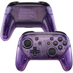 eXtremeRate Clear Atomic Puple مقابض لوحية للوجه لـ Nintendo Switch Pro Controller ، DIY Replacing Grip Housing Shell Cover لـ Nintendo Switch Pro - وحدة التحكم غير مدرجة