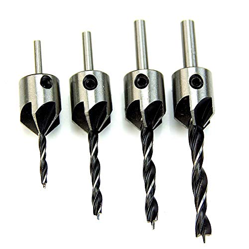 4pcs HSS Countersink Wood Drill Steel Countersink Drill Set Reamer Set For Woodworking Chamfer 5 Flute 3mm-6mm