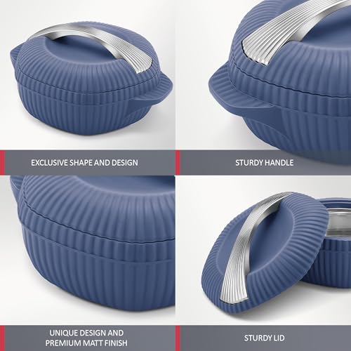 Image of MILTON Oyster Reg. Gift Set PU Insulated Casserole, Set of 3 (860 ml, 1275 ml, 1910 ml), Royal Blue, BPA Free, Food Grade, Hot and Cold, Easy to Carry, Easy to Store, Chapati, Roti, Curd Maker