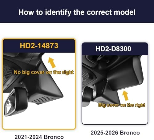 Fitcamx Front 2K+Rear 1080P Dash Cam for 2021-2024 Ford Bronco & Rapor (Not for Bronco Sport) HD2-14873, OEM Style, Dual HD Video, WiFi & APP, Loop Recording, G-Sensor, Easy to Set, 64GB Card
