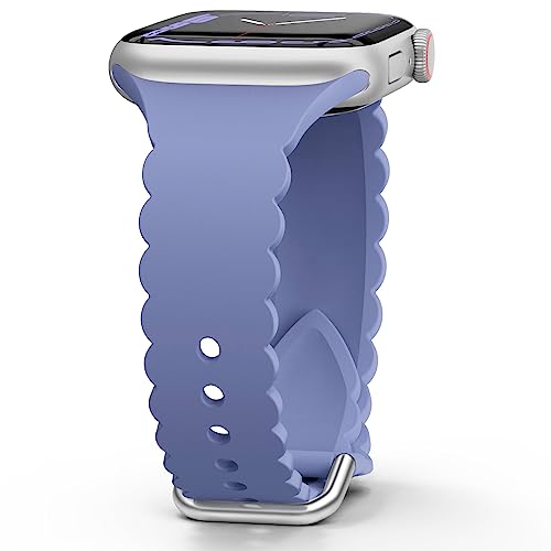 Sunnywoo Women's Lace Silicone Apple Watch Band, 38mm-45mm, Lavender Gray