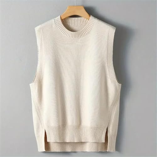 Men's Round Neck Sleeveless Knitted Sweaters Vest Loose Fit Casual Waistcoat Knitted Vest 5
