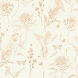 Profhome Carta da parati Toile de Jouy 394291-GU carta da parati intissata (TNT) bianco arancione beige marrone 0,53 m x 10,05 m / 5,33 m2