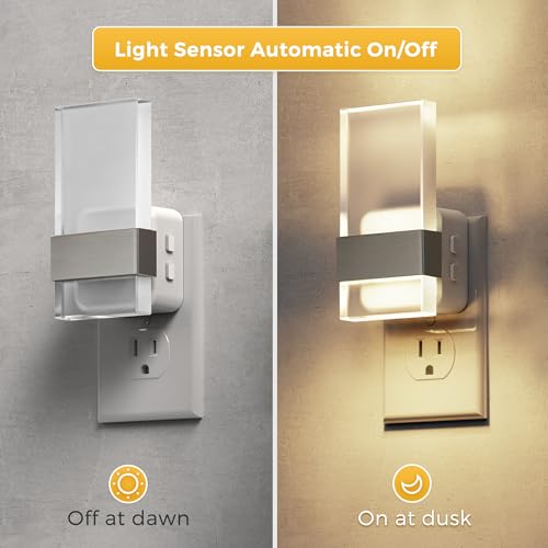 Image of L LOHAS LED Night Light, 2 Pack Adjustable Color Temperature Night Lights Plug Into Wall, 2000K /3000K /5000K 3CCT Nightlight, Dusk to Dawn Sensor Dimmable Nightlights for Bathroom, Hallway, Gift