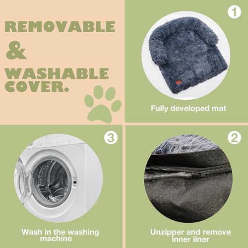 PETART Hundebettmatte für Couch - rutschfest, maschinenwaschbar - Bequeme Haustierunterlage für große Hunde und Katzen - Indoor-Sofakissen mit abnehmbarem Bezu (Dunkelgrau, L-110x105x17cm)