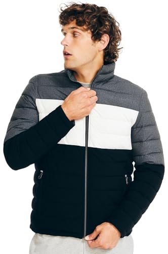 Image of Nautica Men's Reversible Quilted Puffer Jacket -Midweight Mechanical Stretch Winter Coat