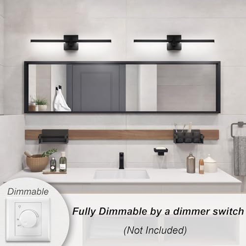Image of EDISLIVE Modern Dimmable LED Vanity Light 360 Rotatable Bathroom Vanity Wall Lighting Fixtures, 23.2 in Mirror Wall Sconce Fixtures for Bathroom Bedroom Makeup Living Room,6000K(Black)
