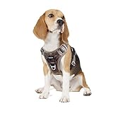 Funfox Hundegeschirr für Mittelgroße Hunde No Pull Geschirr Einstellbar Geschirrset Mittlere Hunde Anti Zug Brustgeschirr Hund Mittel Hunde Sicherheitsgeschirr Atmungsaktiv Dog Harness Tarnbraun M