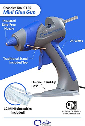 Chandler Tool Mini Glue Gun - 25 Watt Mini Size High Temp Hot Melt Mini Glue Gun Kit with 10 Pcs Mini Hot Glue Sticks, Patented Base Stand for Arts & Crafts, DIY & More (Blue) - Thumbnail 5