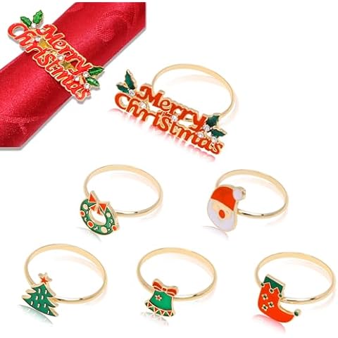 Set of 6 Christmas Napkin Rings Cover