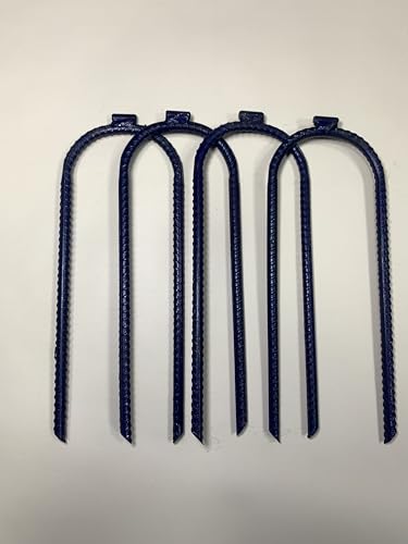 Moonmama Ground Stakes Steel Rebar Stakes Tents Nails Heavy Duty Garden Stake Ground Anchor Pegs U Shaped Metal Fences Stake for Trampolines Camping Canopies Sheds Swing Sets, 10inch 10ge