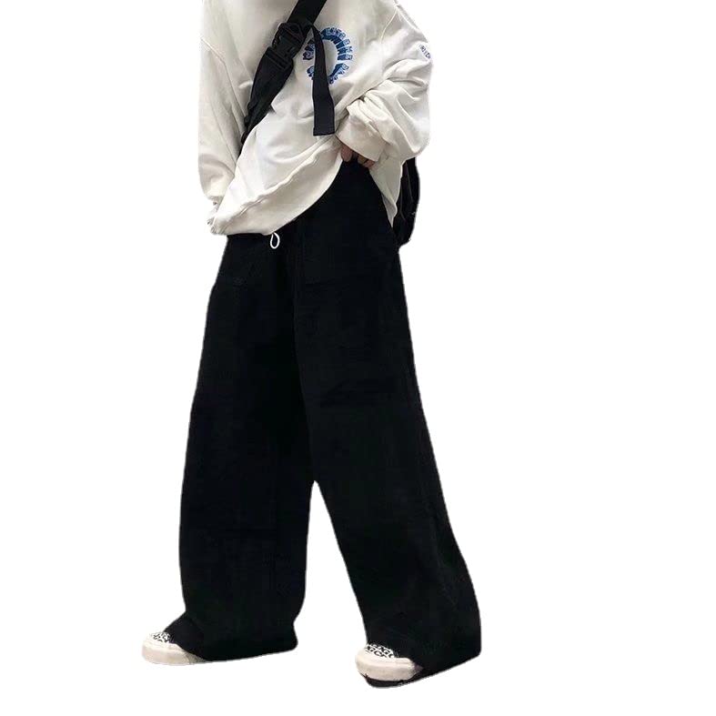 Pantalones de paracaídas de pana para mujer, pantalones cargo holgados Harajuku Y2K, pantalones Fariy Grunge, Negro -, XX-Large