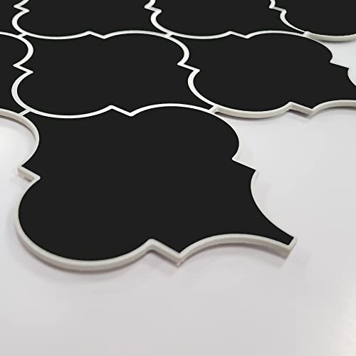 The Tiles Plaza Arabesque Peel And Stick Backsplash Tile, Self Adhesive Stone Composite Wall Tile, Black Lantern Decorative Stick On Tile For Kitchen, Bathroom, Fireplace, 10 Sheets #TOP2