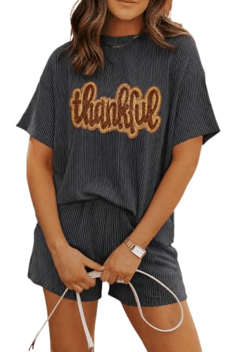 Image of Womens Pajama Sets 2 Piece Pjs Sleepwear Soft Comfy Short Sleeve Tops and Shorts Lounge Set Loungewear Outfit