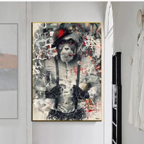 Singe fumer impression sur toile pour habiller un grand mur de salon - 4
