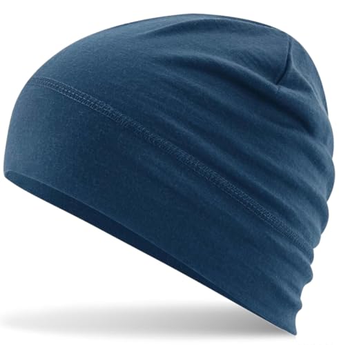 Hatstar Merino Beanie Mütze | Wollmütze aus 100% Merino Wolle | Unisex für Damen und Herren | Atmungsaktiv leicht und dünn (Navy)