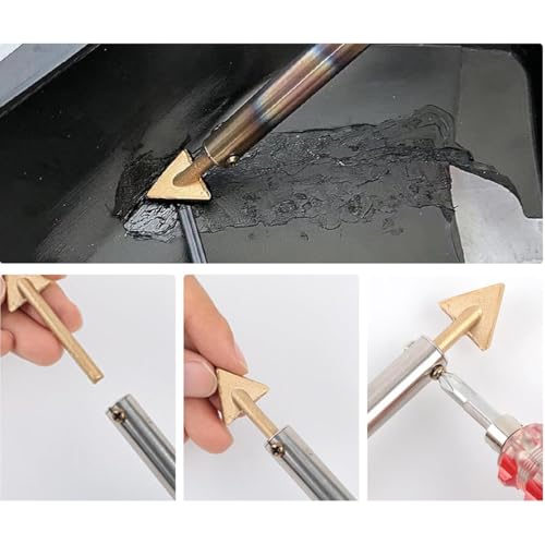 Image of ZYAMY 4PCS Plastic Soldering Tip Triangle Smoothing Tip Soldering Iron Tip Copper Tip with Hole Soldering Rod Heating Smoothing Repair Tool For Fuel Tank Car Bumper Dashboard Kayak Repair