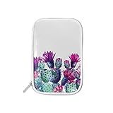 MERRYSUGAR Big Pencil Case Watercolor Cactus White Cute Pencil Pouch Bag Pencil Holder with Zipper for Girls Boys School Office Supplies Makeup Pourch PU Leather