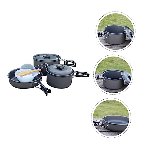 OSOLADY 1Set Camping Cookware for People Portable Folding Cook Equipment with Pot Pot Frying Pan Bowls and Utensils for Outdoor Cooking and Backpacking
