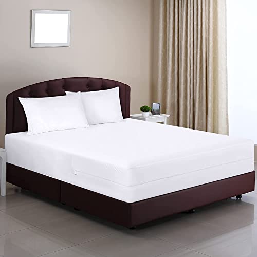 Utopia Bedding Impermeable Funda De Colchón 135 x 190 x 30 cm (Double Talla) con Cremallera Blanco