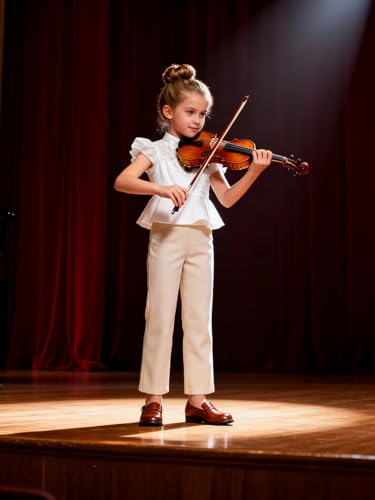 Image of Bienzoe Girls School Uniform Pant: Kids Adjustable Waist Durable Straight Leg Dress Trouser