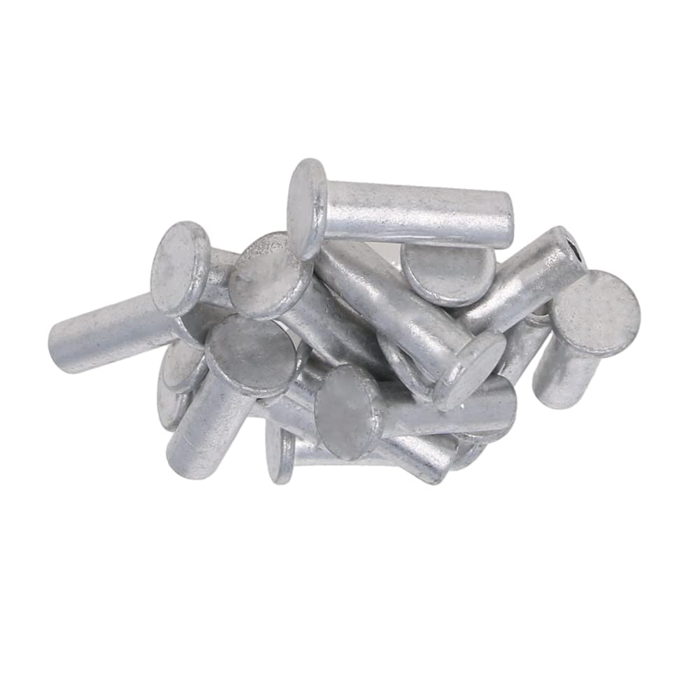 200PCS Round Flat Head Aluminum Rivets - 0.79" x 0.24" (Length x Outer Diameter) Semi-Tubular Silver Tone
